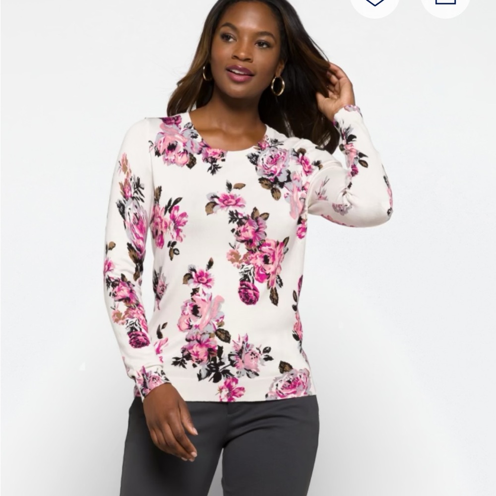 Daniel Rainn Lyna Floral Crew Neck Sweater